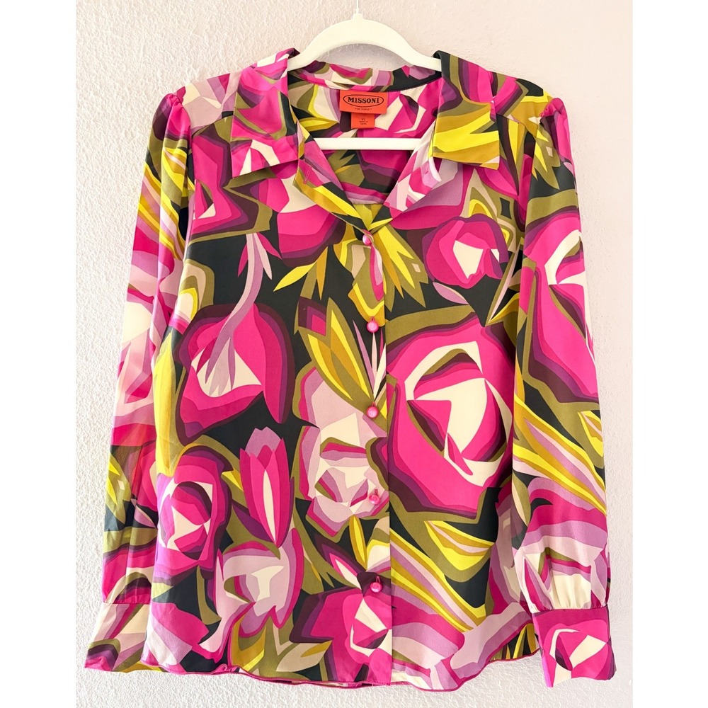 Missoni for Target Floral Abstract Print Button Down Blouse‎ XL